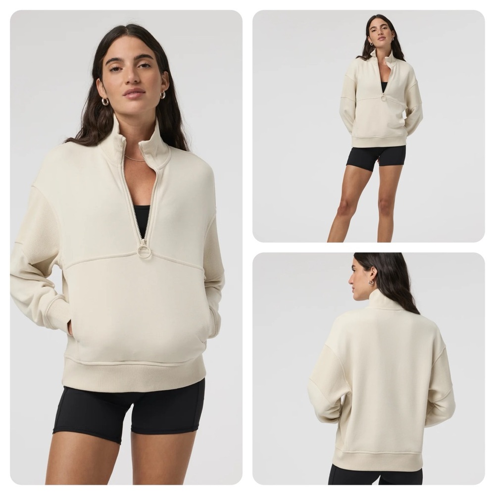 Vuori Sedona Rib Half-Zip Top - Women's M color Bone EUC WORN ONCE